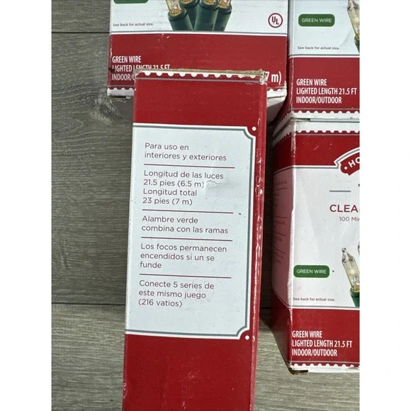 Christmas Holiday Time 100 Clear Mini Lights Green Wire 23 FT (7 m) Lot of 4 New - Picture 3 of 8